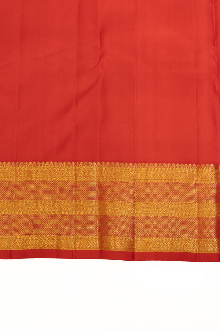Peach and red pure Kanchipuram silk saree