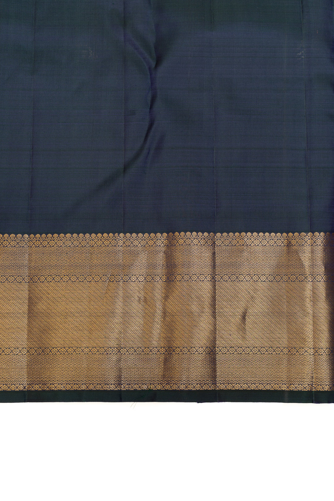 Peacock blue brocade half & half pure Kanchipuram silk saree