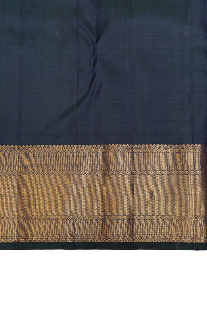Peacock blue brocade half & half pure Kanchipuram silk saree