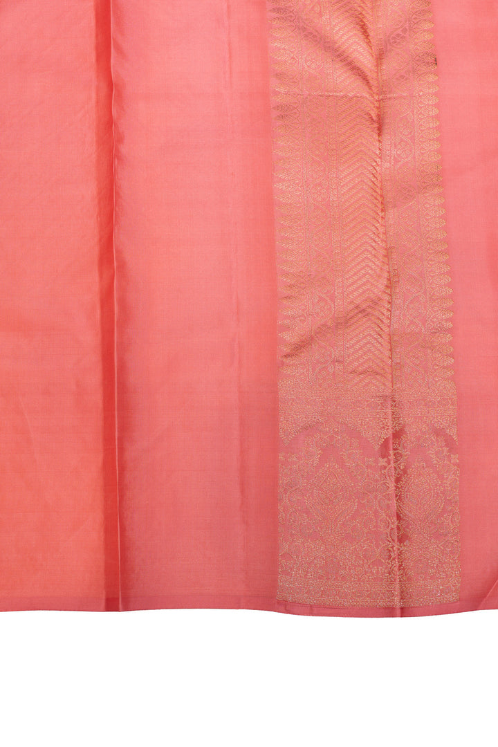 Peach pink brocade pure Kanchipuram silk saree