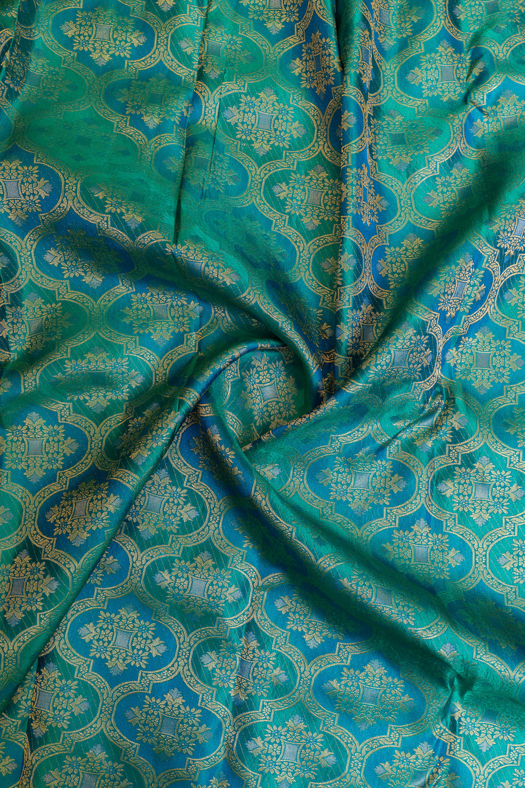 Peacock blue brocade pure Kanchipuram silk saree
