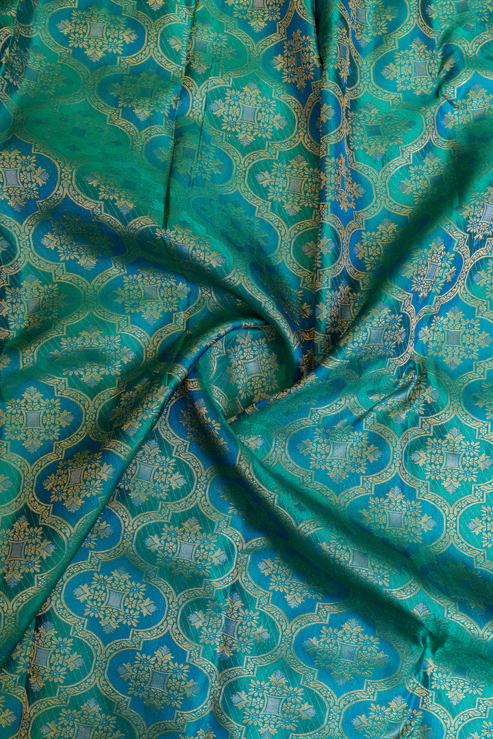 Peacock blue brocade pure Kanchipuram silk saree