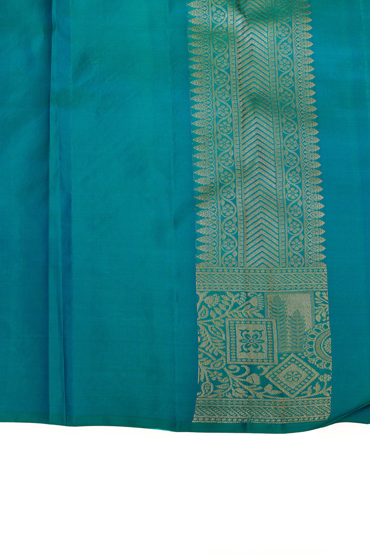 Peacock blue brocade pure Kanchipuram silk saree