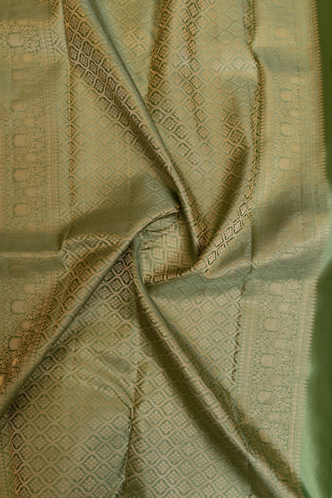 Pink green  floral brocade pure Kanchipuram silk saree