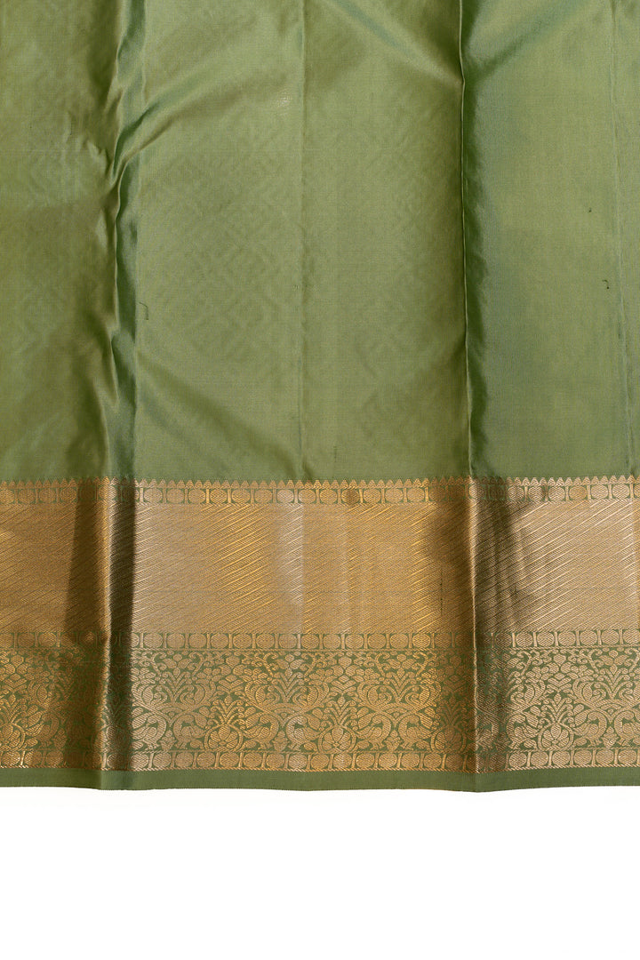 Pink green  floral brocade pure Kanchipuram silk saree