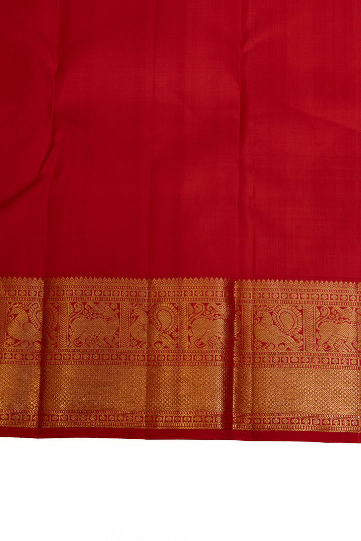 Pearl white and red traditional pure Kanchipuram  silk saree