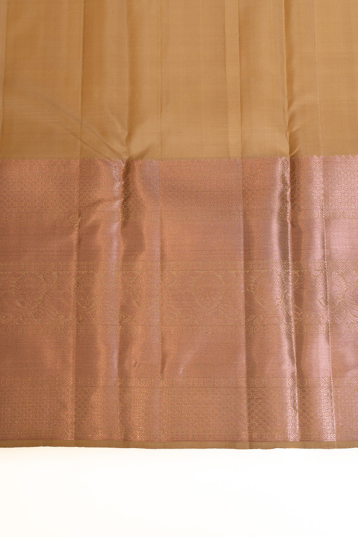 Beige and peach pure Kanchipuram silk saree