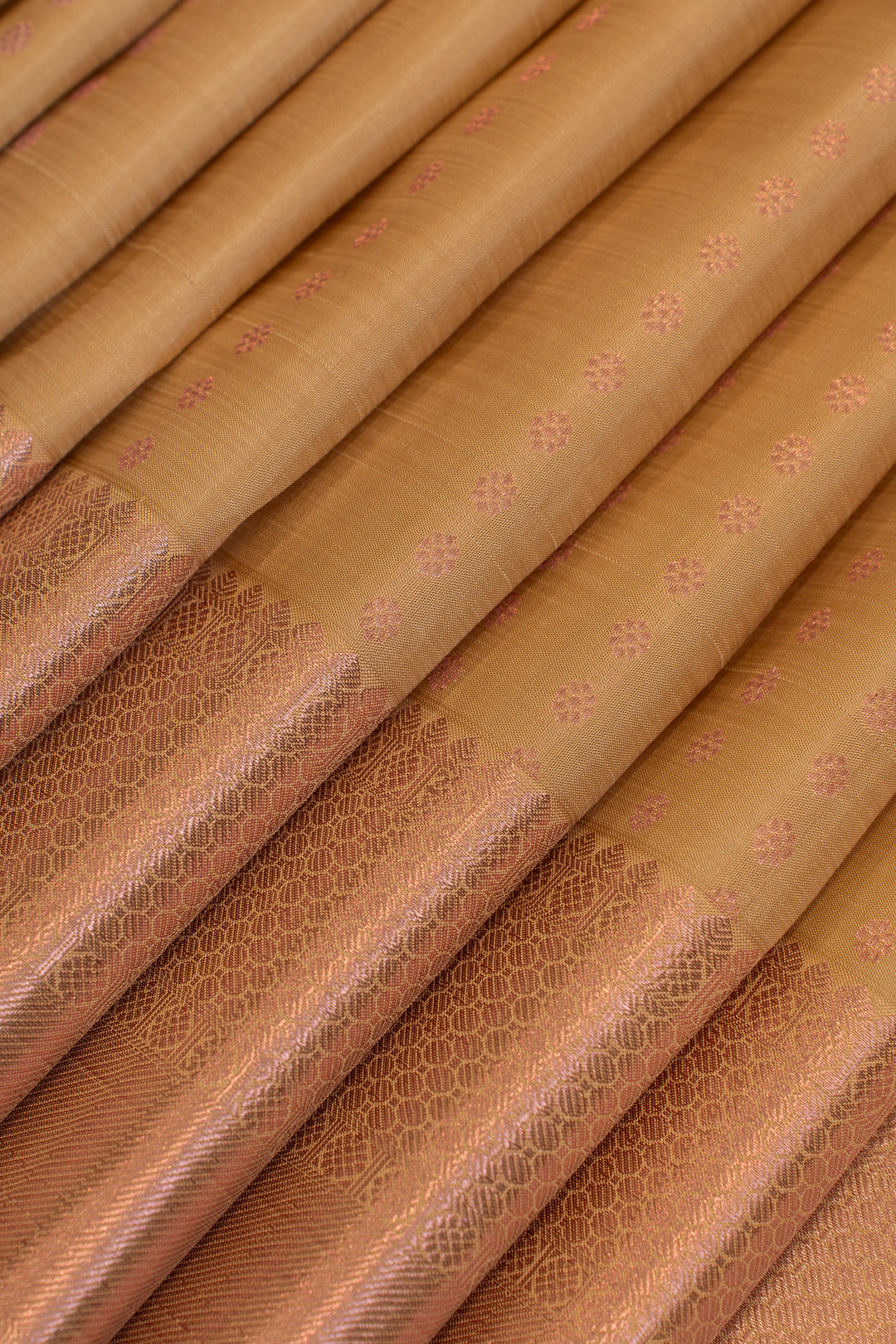 Beige and peach pure Kanchipuram silk saree