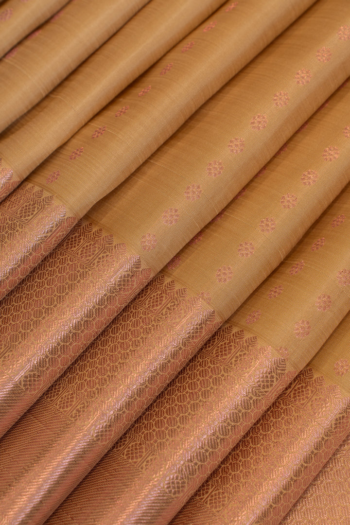 Beige and peach pure Kanchipuram silk saree