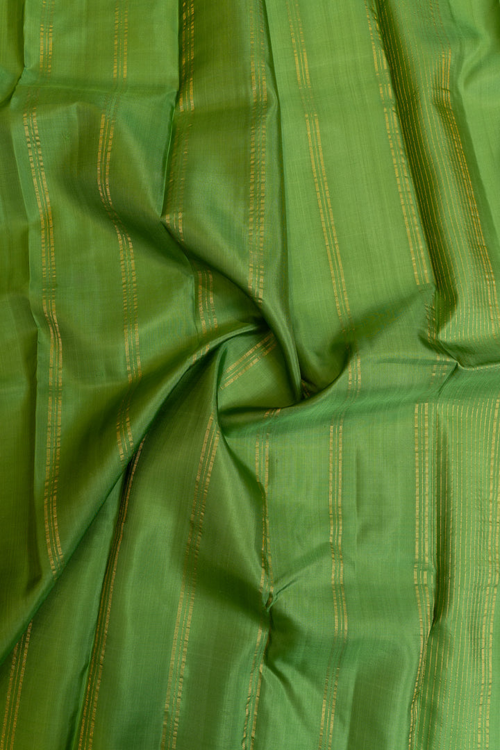 Pine green small border pure Kanchipuram Silk saree
