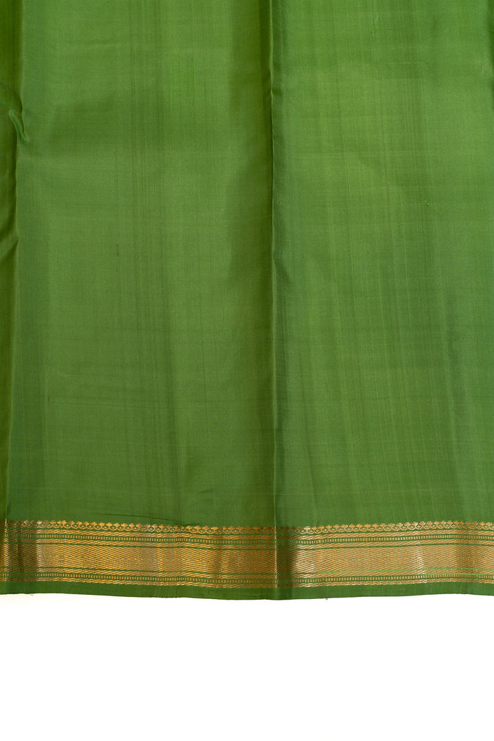 Pine green small border pure Kanchipuram Silk saree