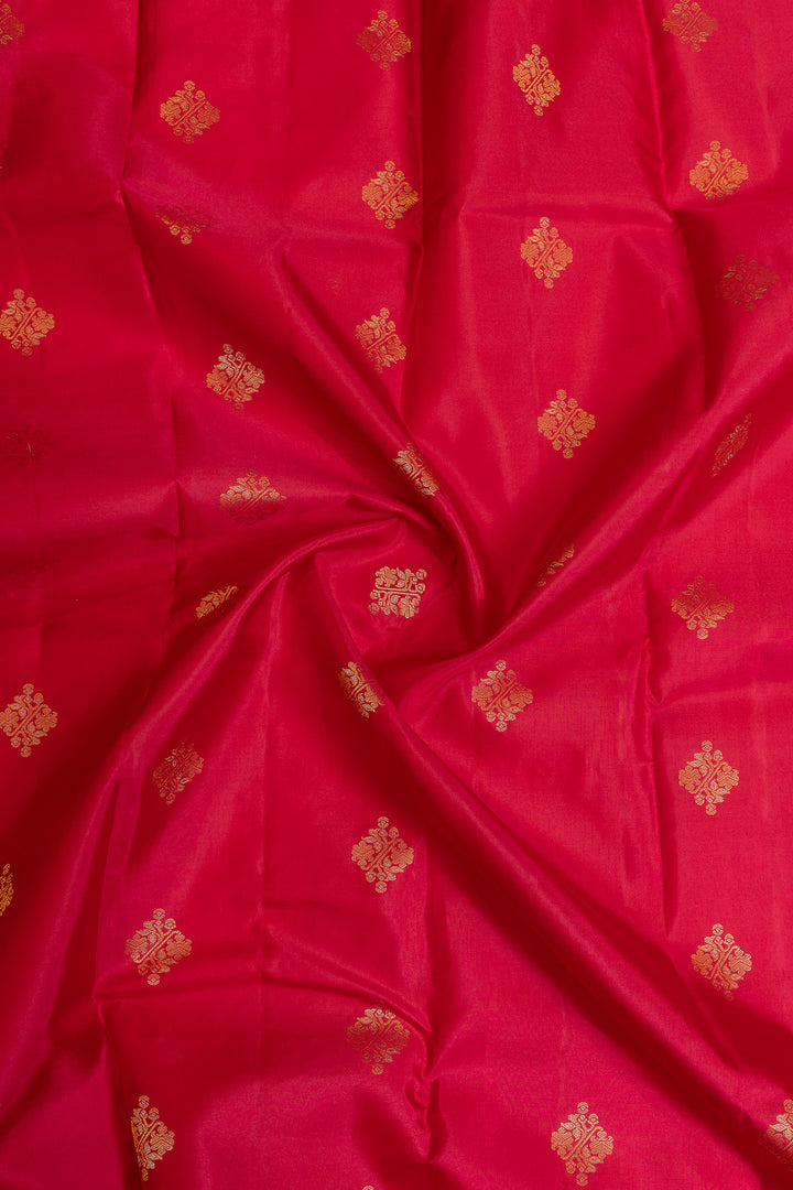 Red and gold traditional pure soft silk saree