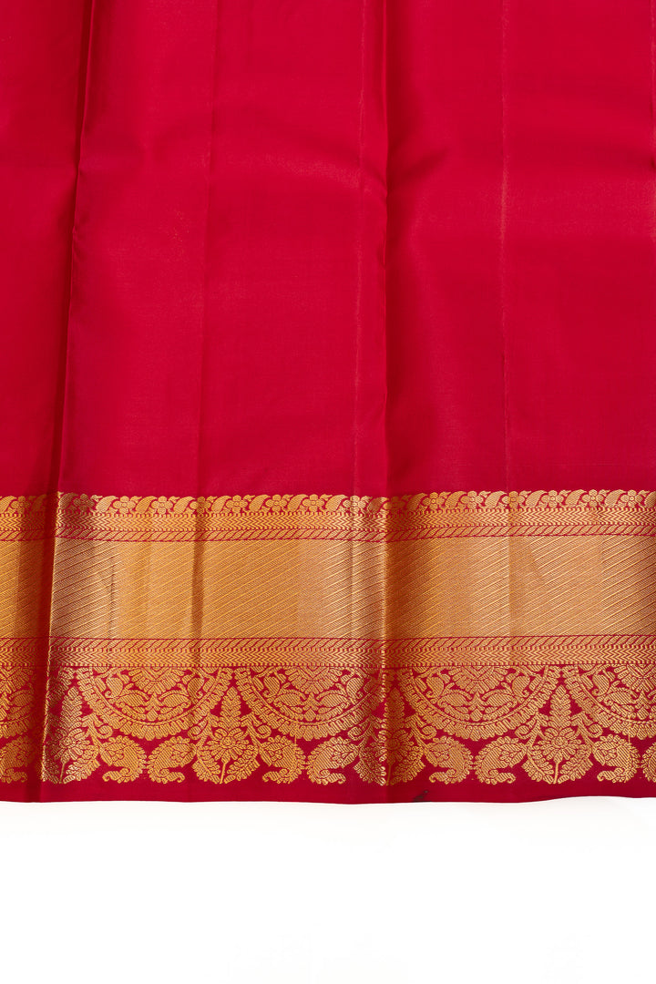 Red and gold traditional pure soft silk saree