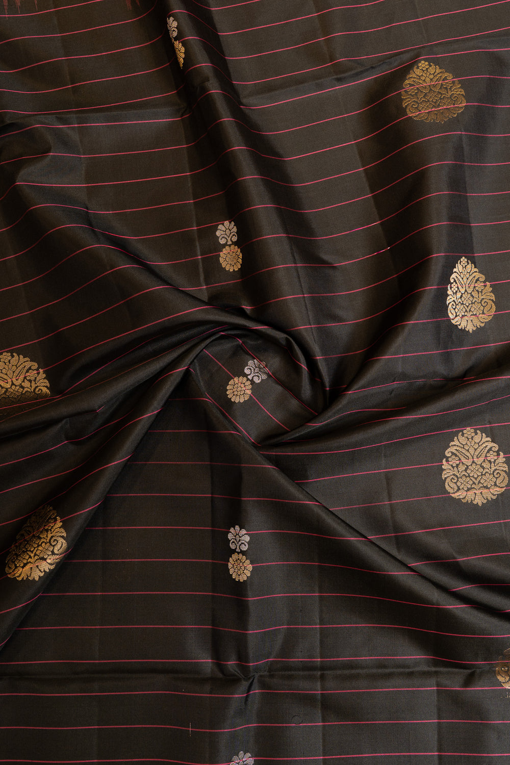 Black stripes pure soft silk saree