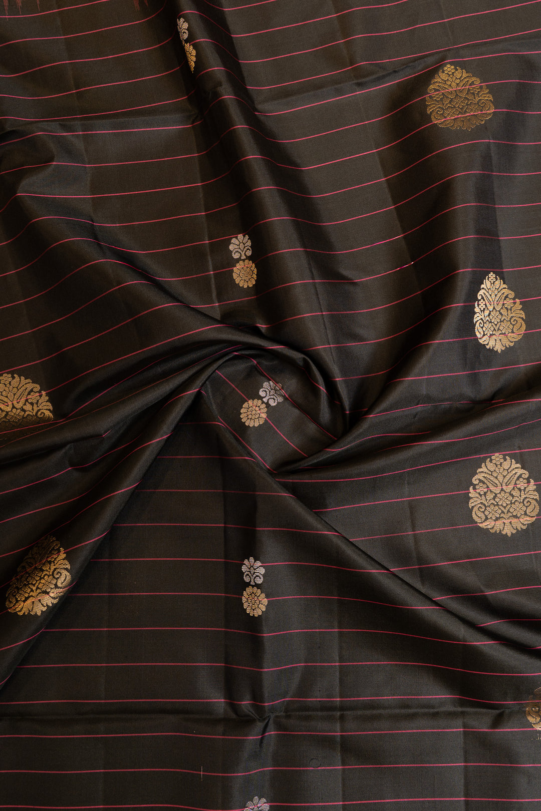 Black stripes pure soft silk saree