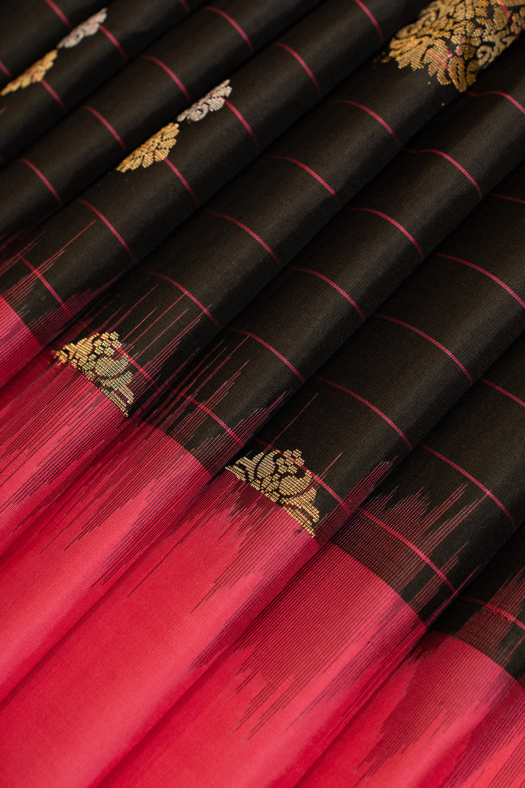 Black stripes pure soft silk saree