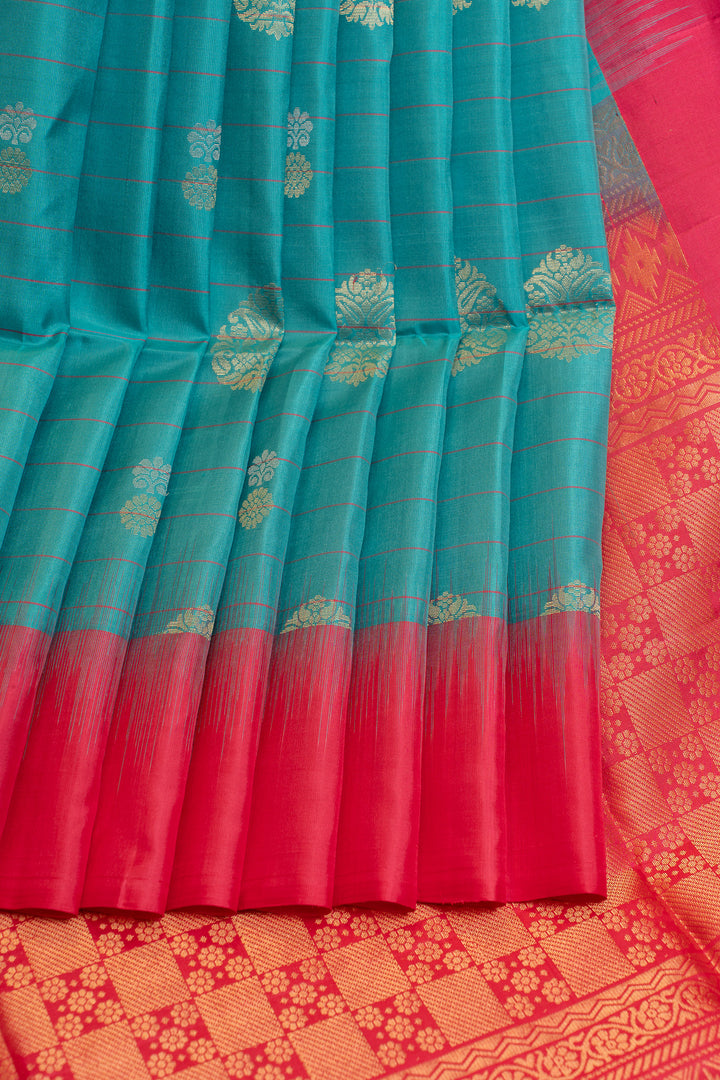 Anandha blue stripes pure soft silk saree