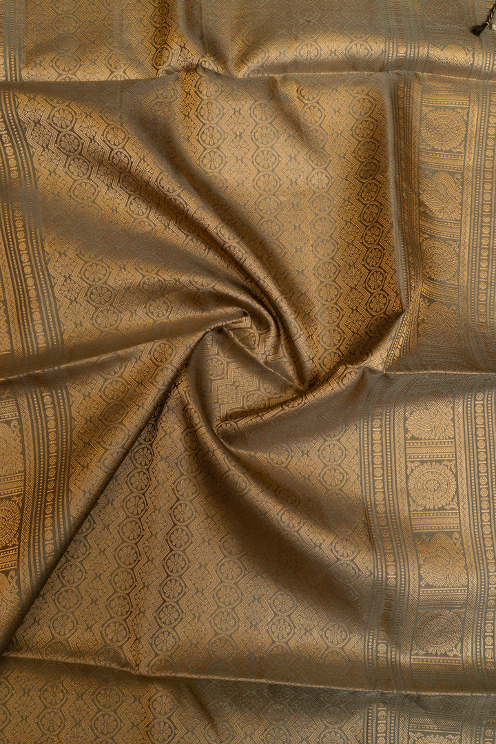 Peach and Elaichi green pure soft silk saree