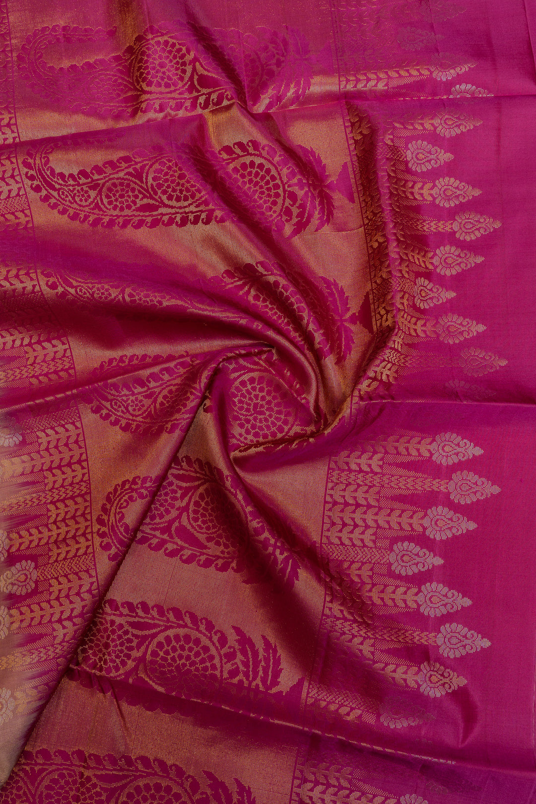 Beige and magenta pure soft silk saree