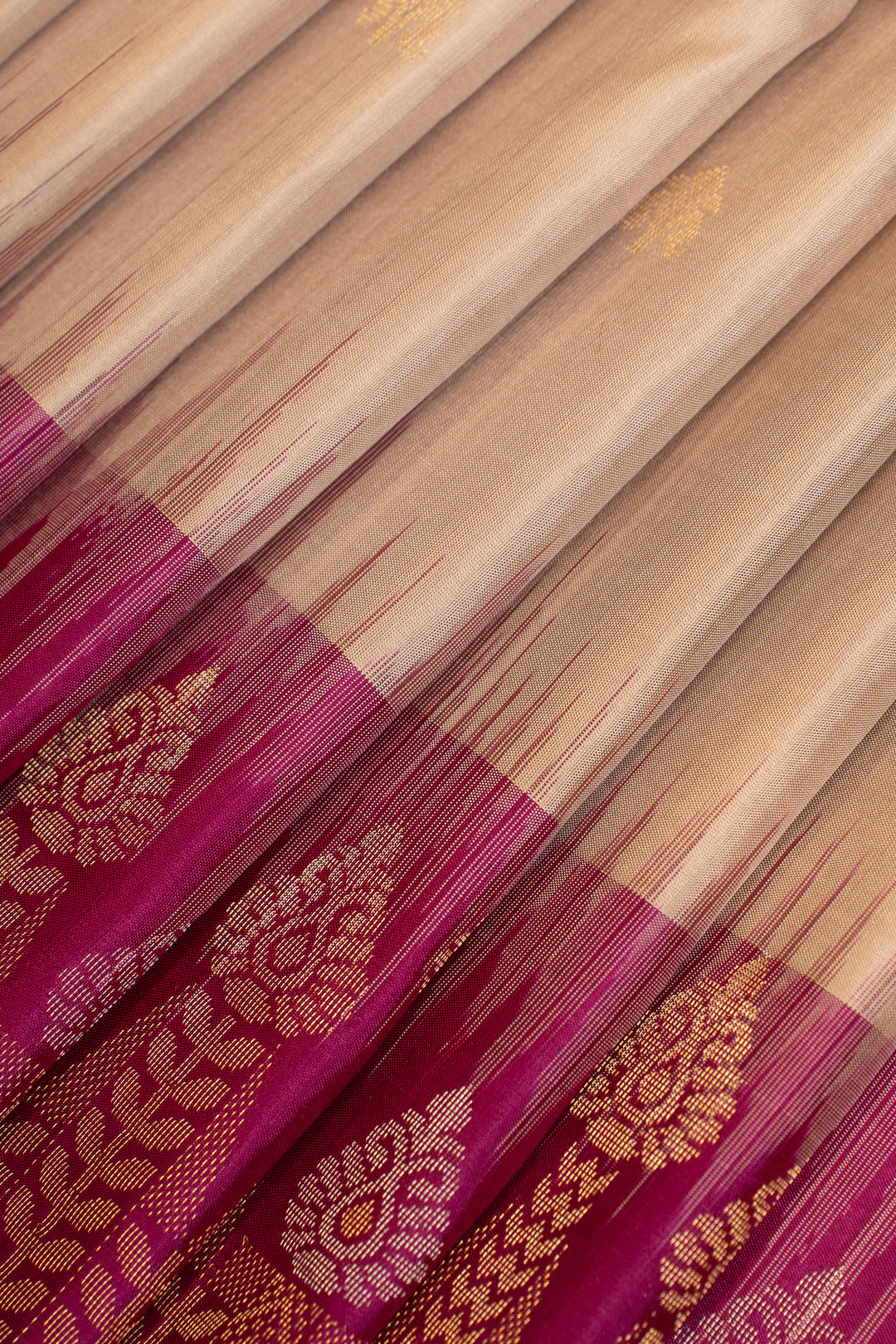 Beige and magenta pure soft silk saree