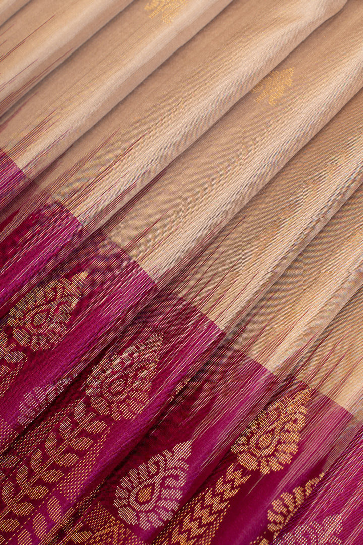 Beige and magenta pure soft silk saree