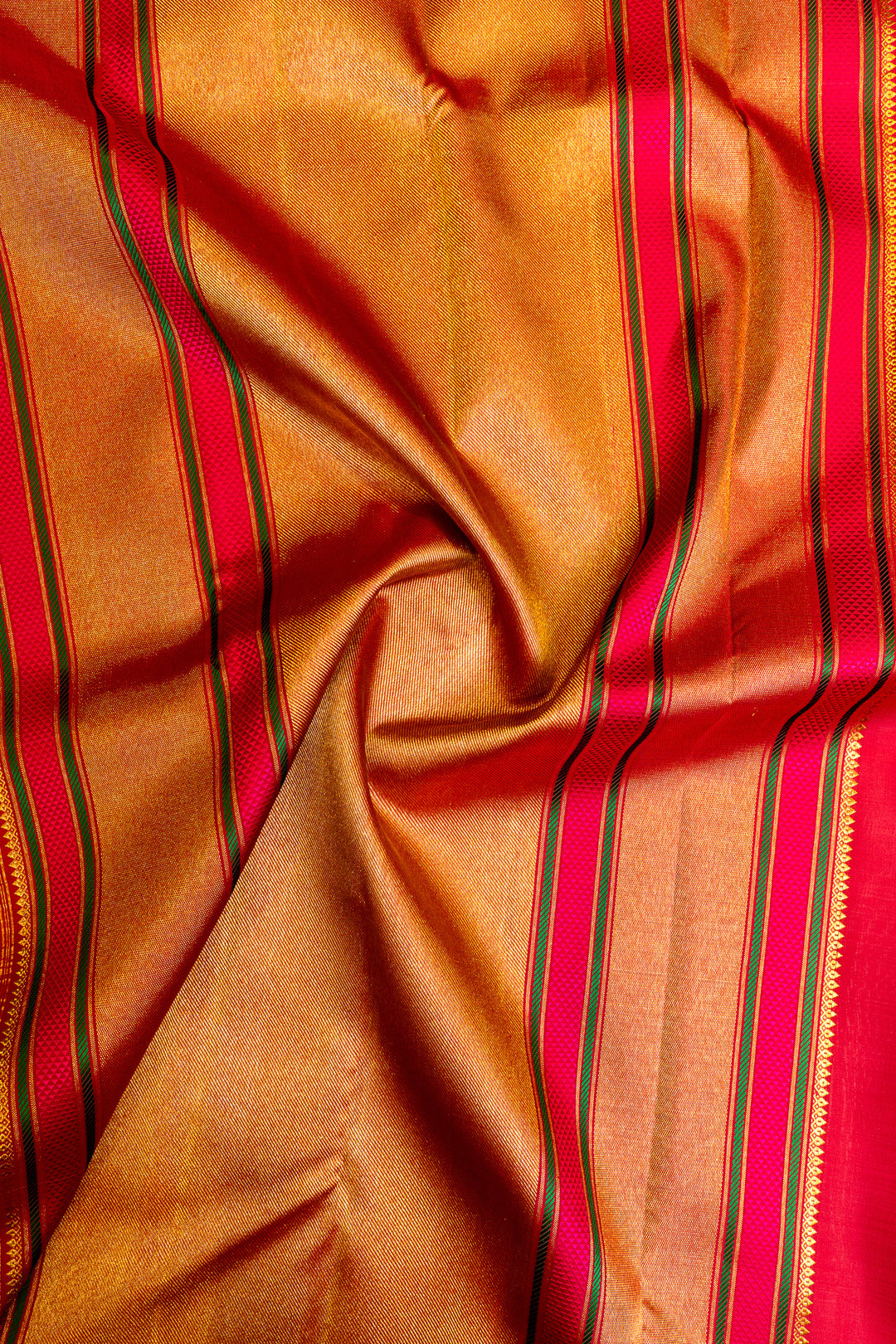 Beige and red thread motifs  pure Kanchipuram silk saree
