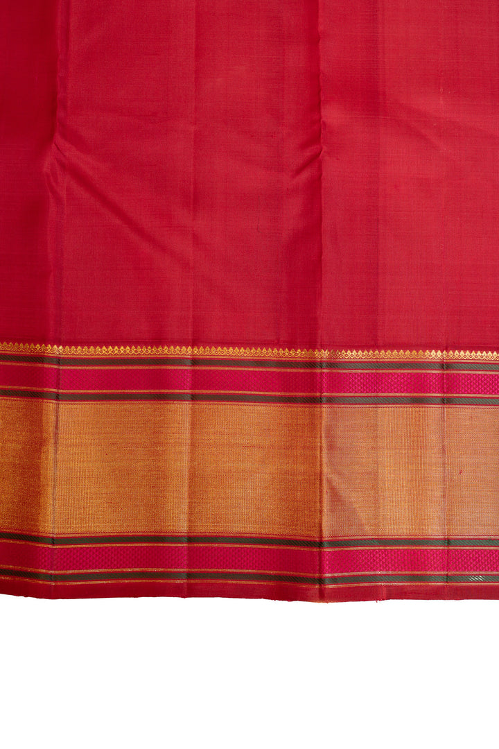 Beige and red thread motifs  pure Kanchipuram silk saree