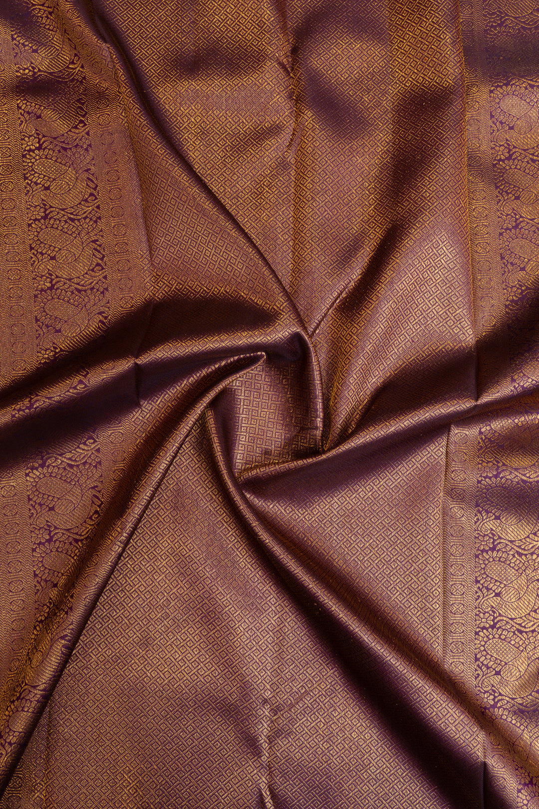 Silverish purple minakari brocade pure Kanchipuram silk saree