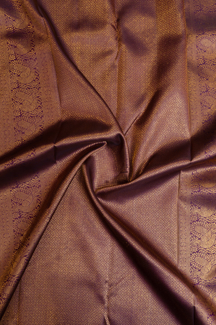 Silverish purple minakari brocade pure Kanchipuram silk saree