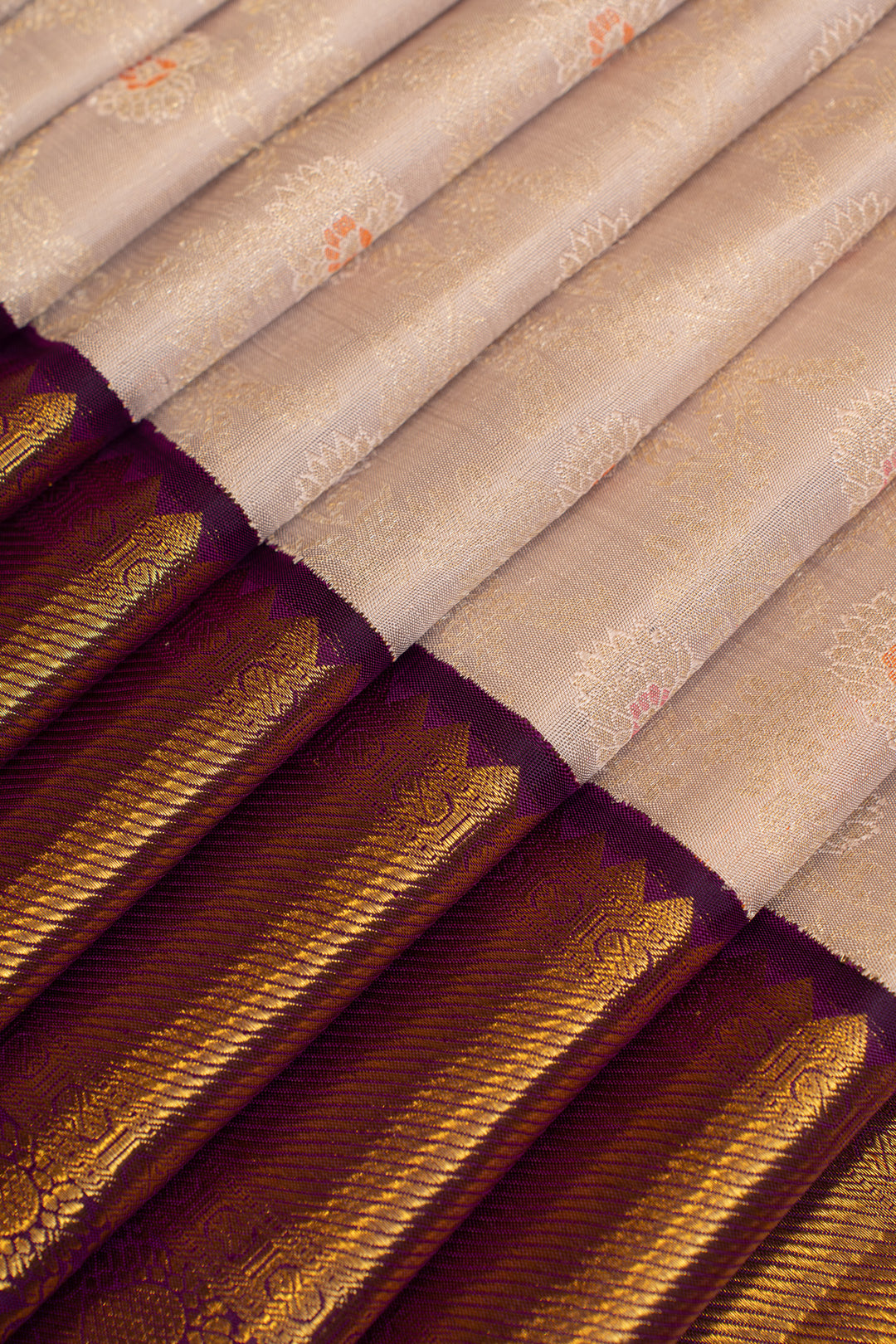 Silverish purple minakari brocade pure Kanchipuram silk saree