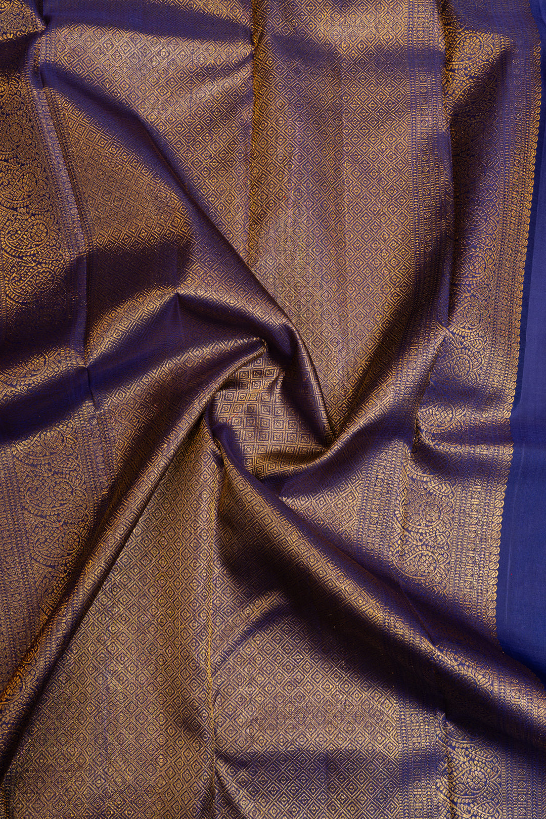 Rust orange and MS blue pure Kanchipuram silk saree