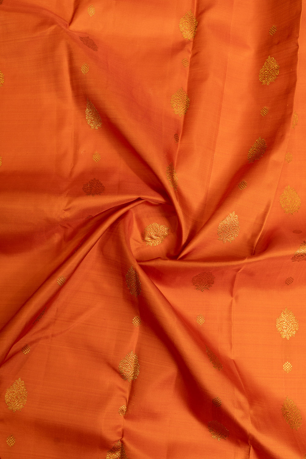 Rust orange and MS blue pure Kanchipuram silk saree