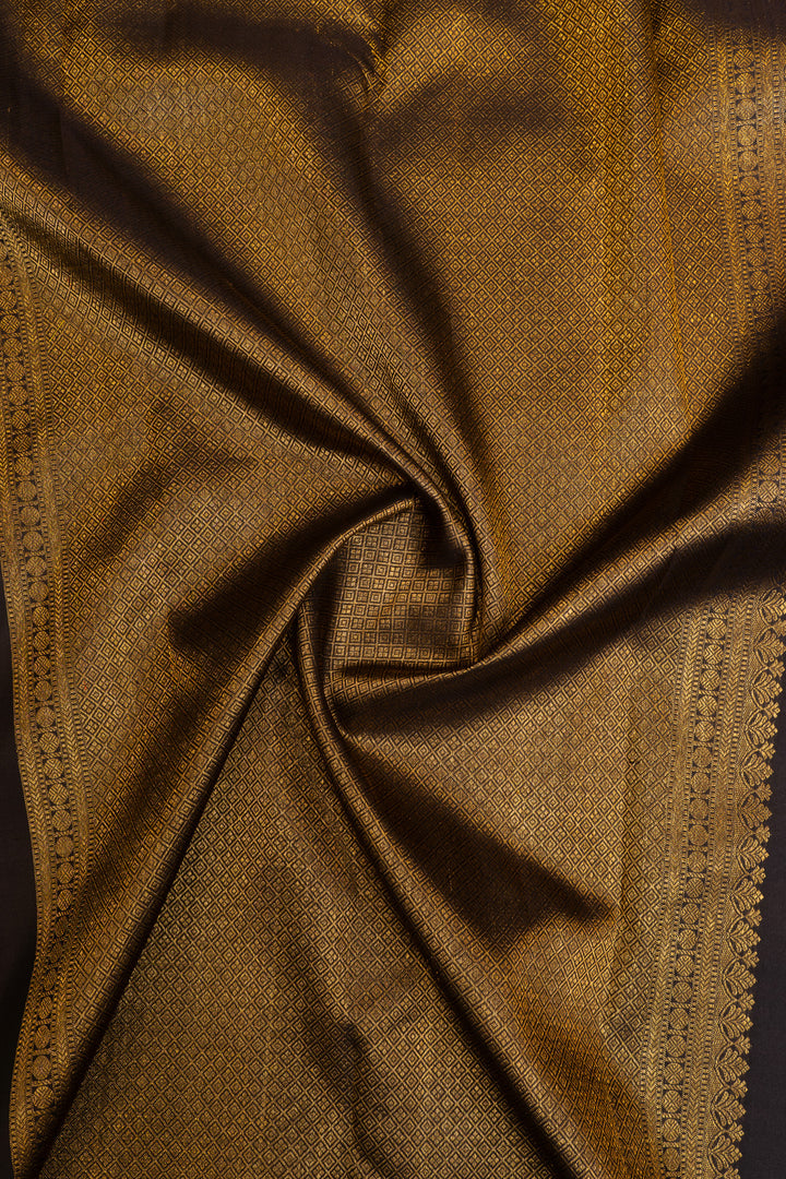 Green and white checks Varisaipettu pure Kanchipuram silk saree