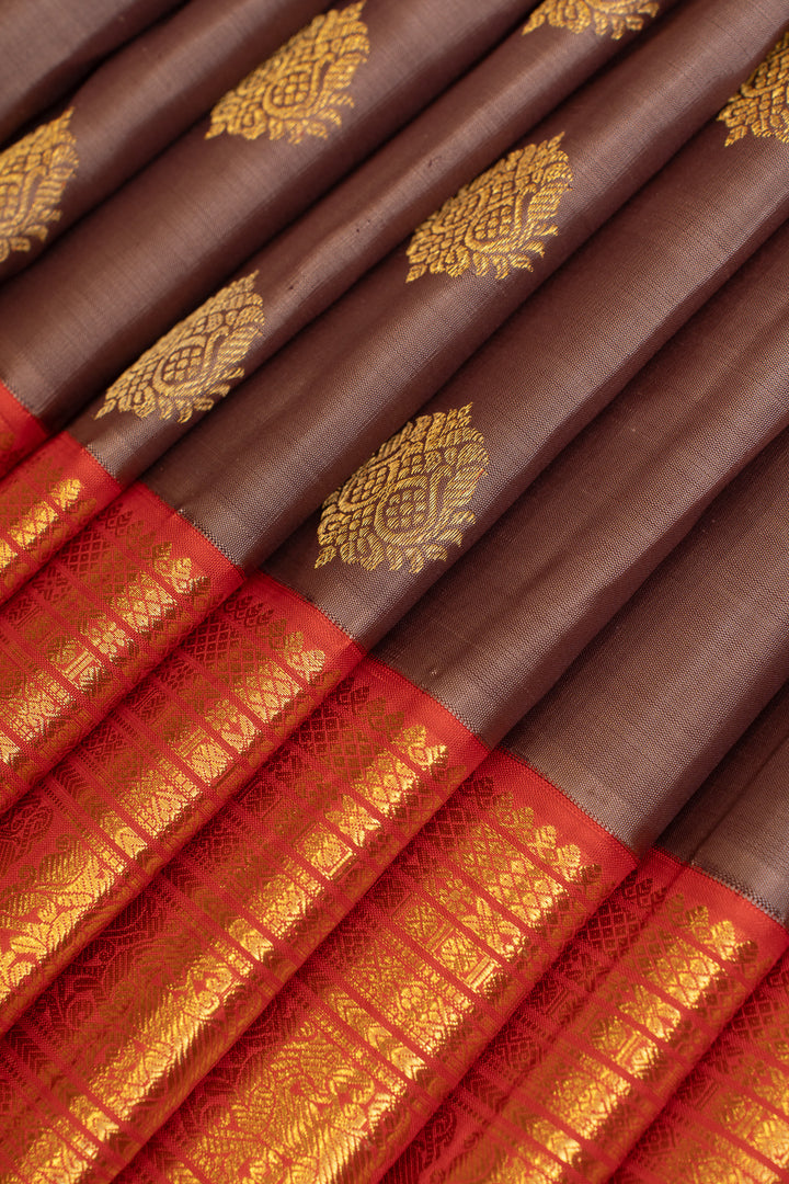 Purple and red Varisaipettu pure Kanchipuram silk saree