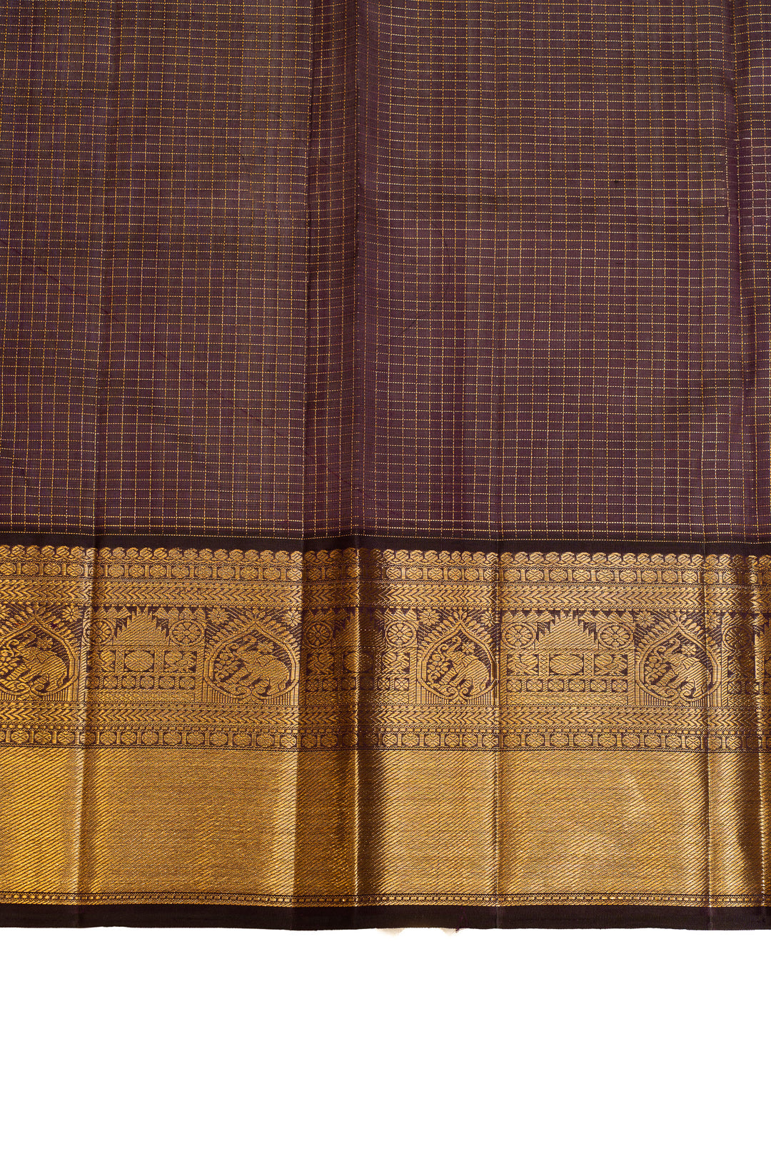 Onion pink zari checks pure Kora Kanchipuram silk saree