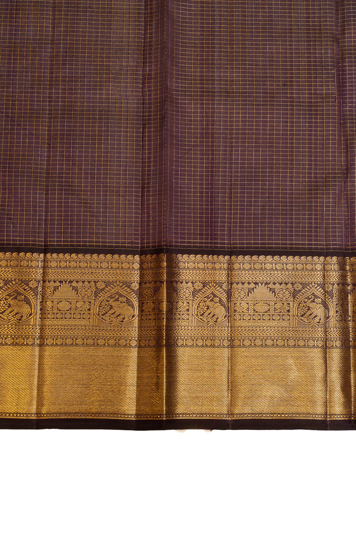 Onion pink zari checks pure Kora Kanchipuram silk saree