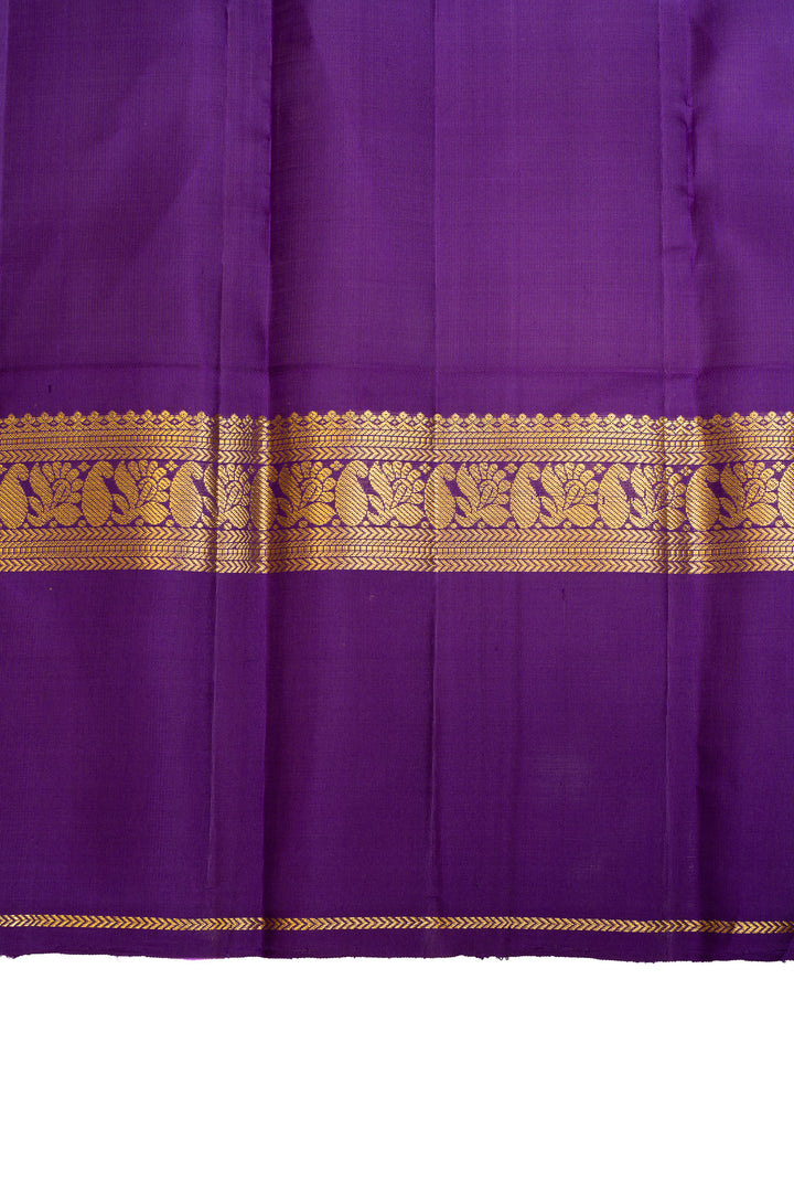 Cream and purple pure Kanchipuram silk saree