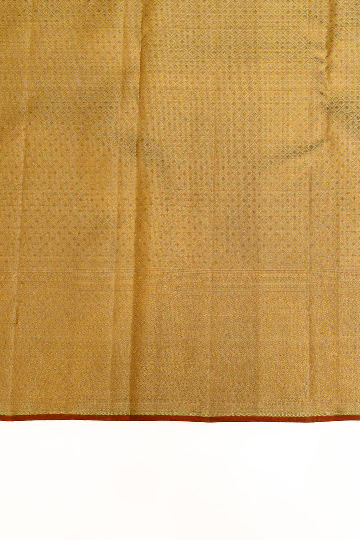 Greenish gold vanasingaram pure brocade Kanchipuram silk saree