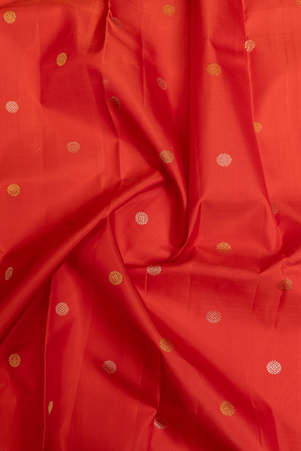 Red and green rettai pettu pure Kanchipuram silk saree