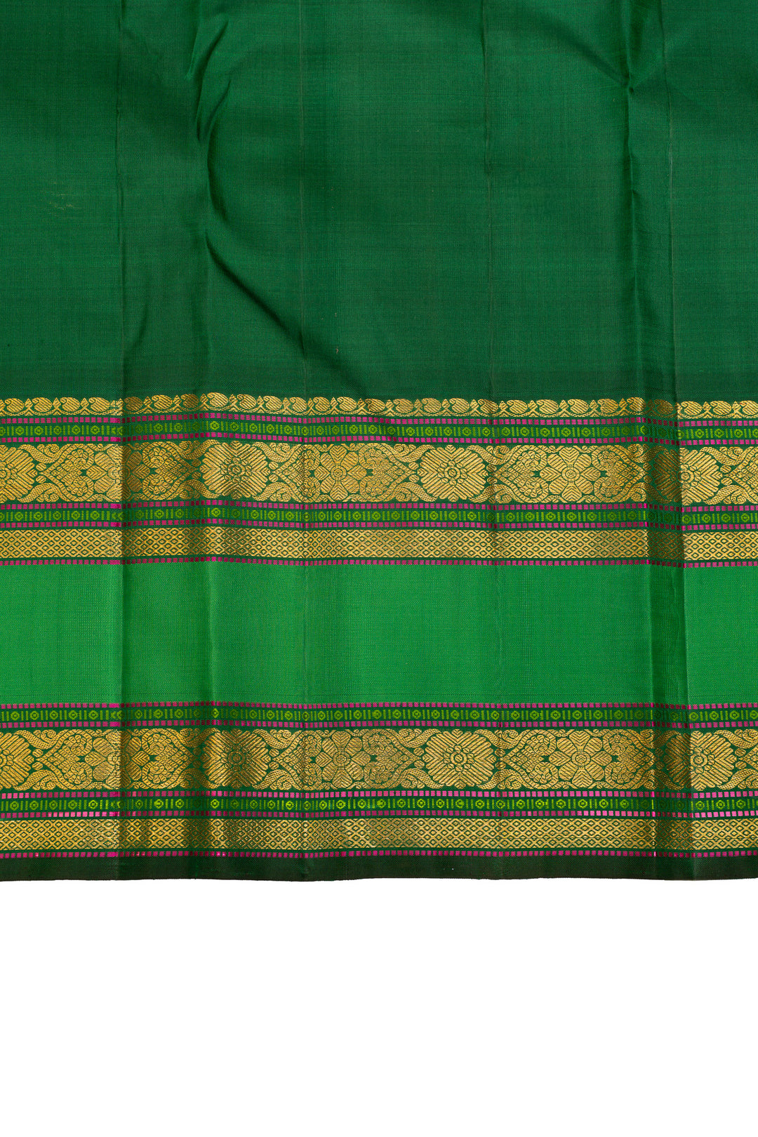 Red and green rettai pettu pure Kanchipuram silk saree