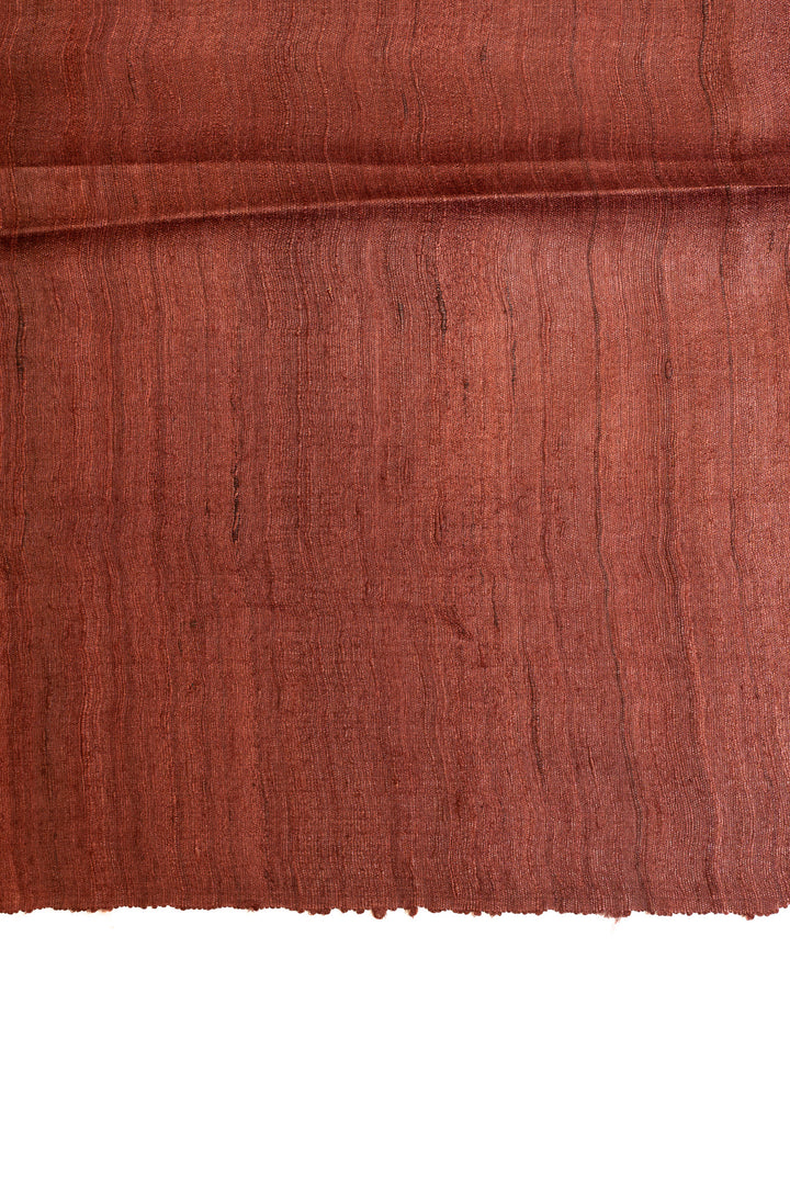 Orange handprinted pure Tussar saree