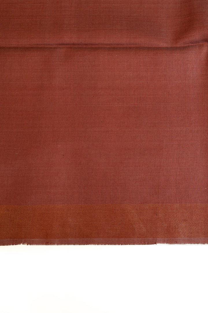 Beige and maroon handprinted pure Tussar saree
