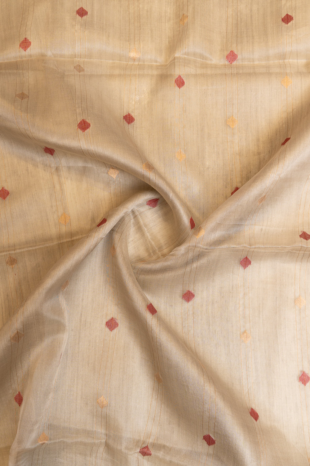 Greyish beige pure Tussar silk saree