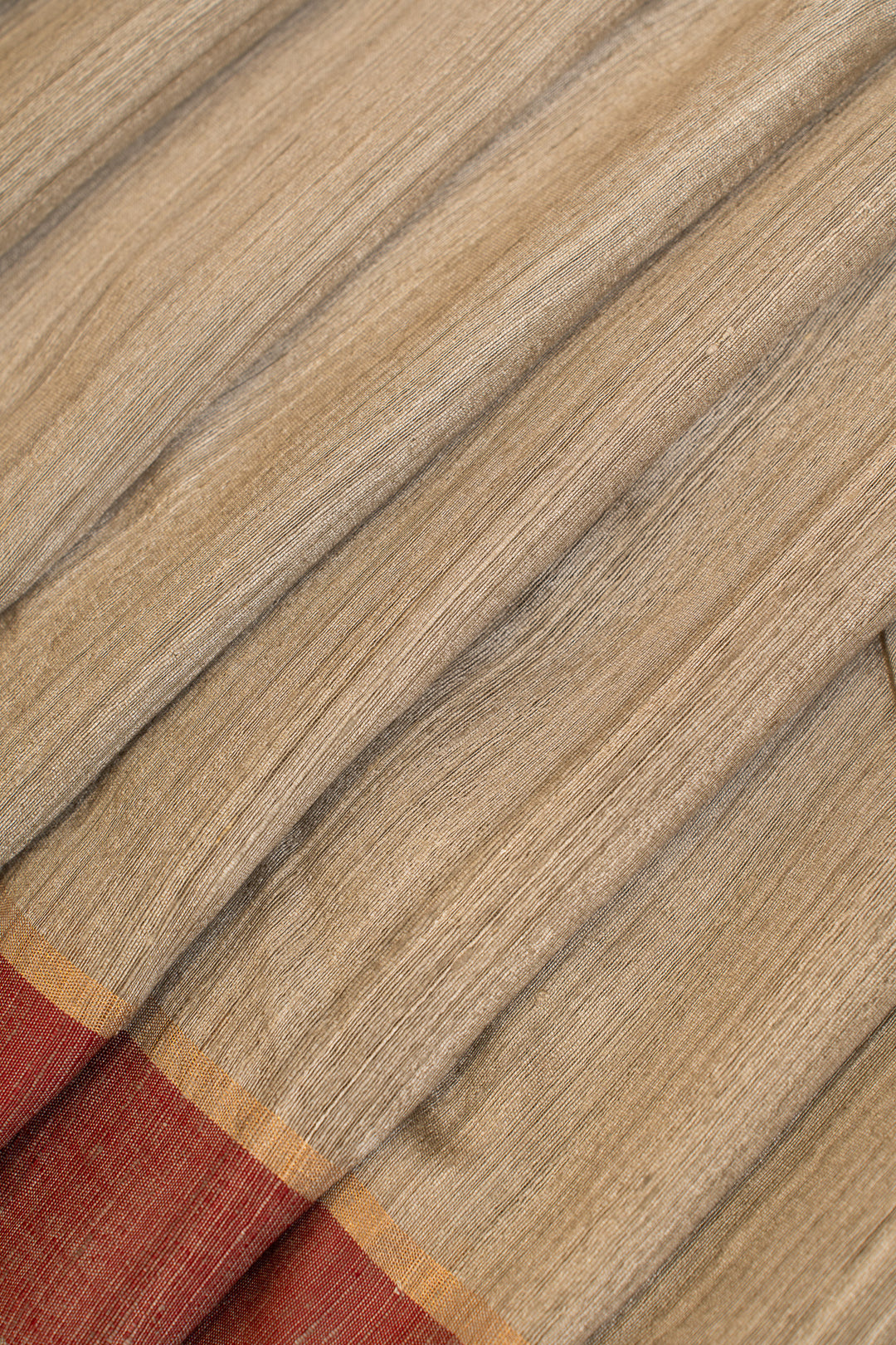 Greyish beige pure Tussar silk saree