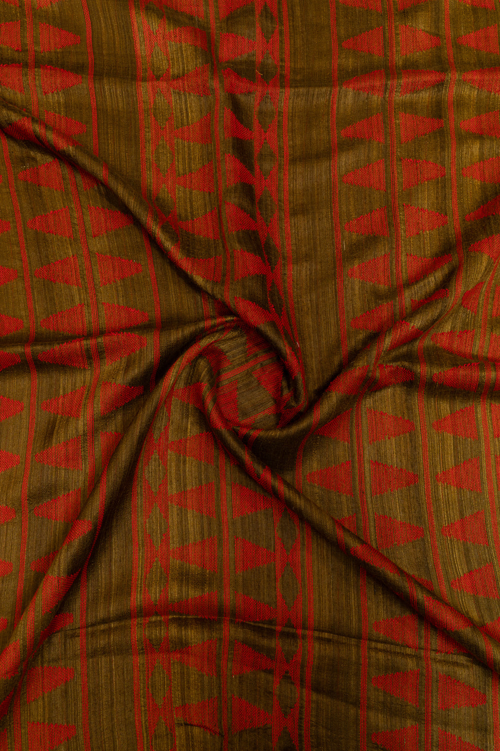 Olive green  pure matka Tussar silk saree