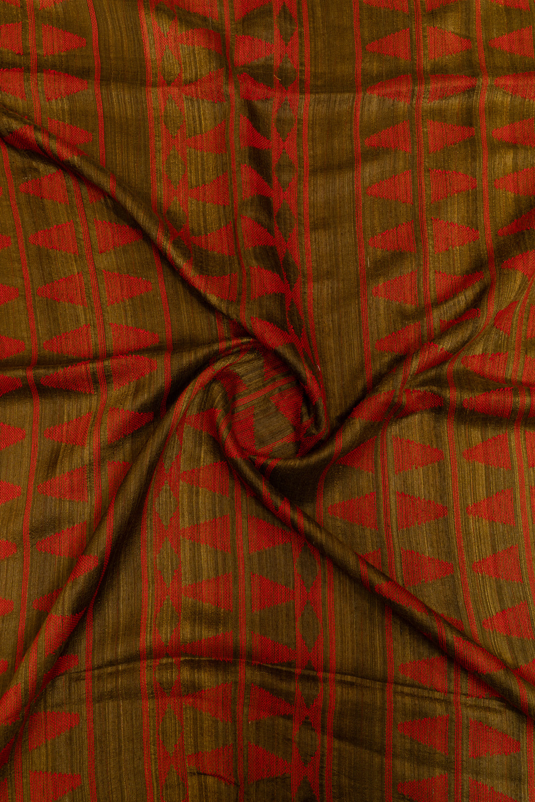 Olive green  pure matka Tussar silk saree