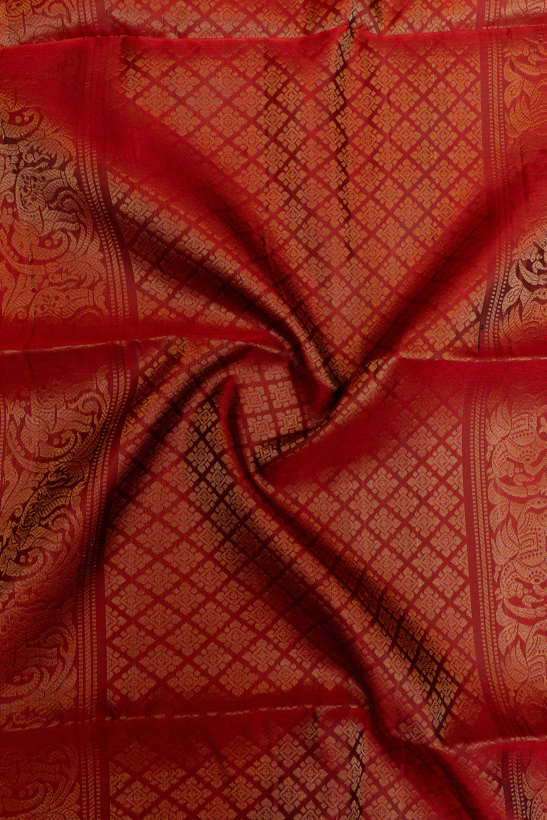 Maroon and gold traditional pure soft silk saree