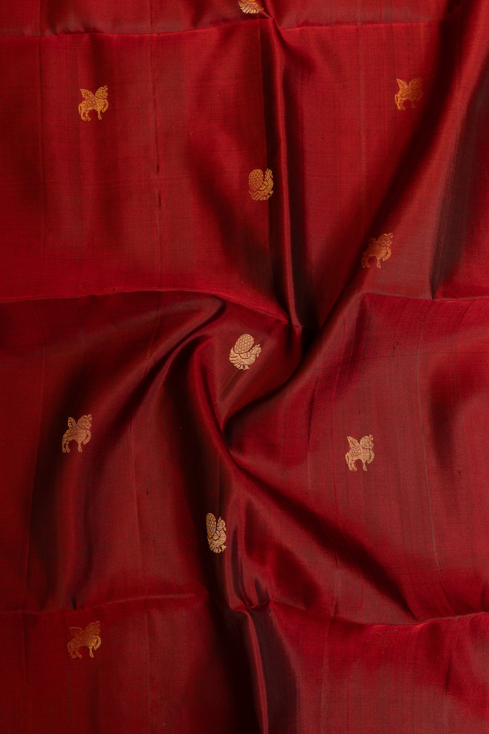 Maroon and gold traditional pure soft silk saree