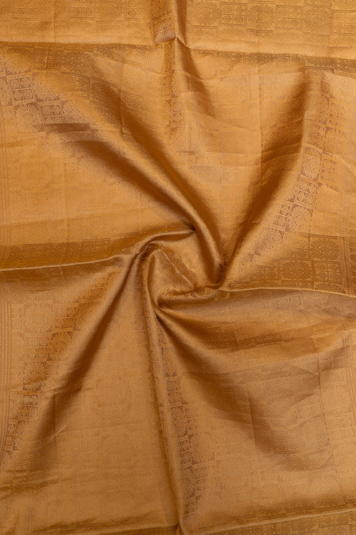Emerald green and beige pure soft silk saree