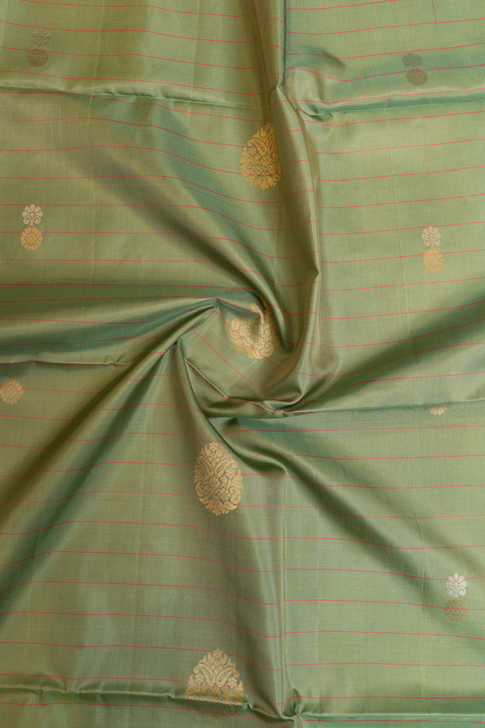 Elaichi green stripes pure soft silk saree